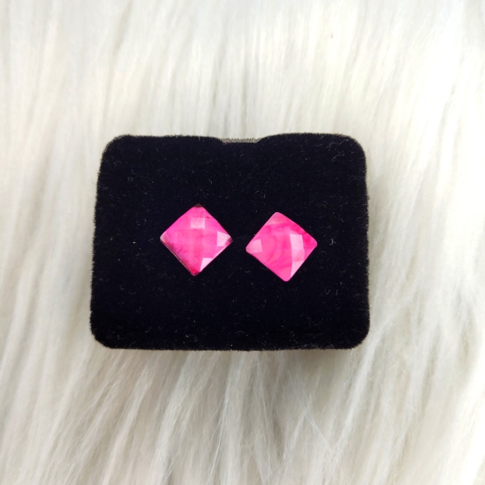 Pink Square Earrings